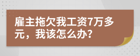 雇主拖欠我工资7万多元，我该怎么办？