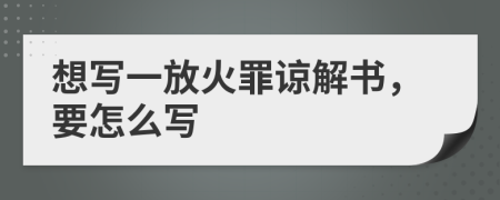 想写一放火罪谅解书，要怎么写