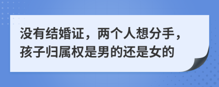 没有结婚证，两个人想分手，孩子归属权是男的还是女的