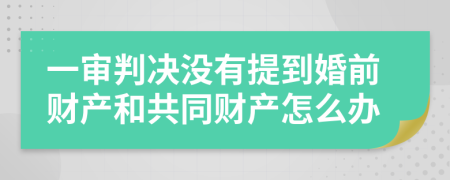 一审判决没有提到婚前财产和共同财产怎么办