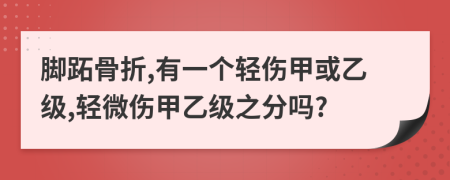 脚跖骨折,有一个轻伤甲或乙级,轻微伤甲乙级之分吗?