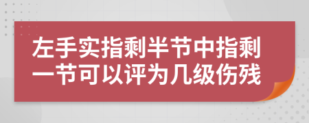 左手实指剩半节中指剩一节可以评为几级伤残