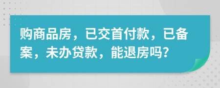 购商品房，已交首付款，已备案，未办贷款，能退房吗？