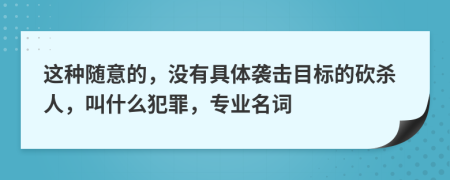 这种随意的，没有具体袭击目标的砍杀人，叫什么犯罪，专业名词