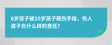 6岁孩子被10岁孩子砸伤手指，伤人孩子负什么样的责任?