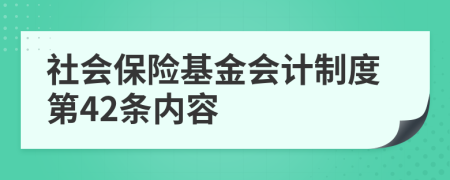 社会保险基金会计制度第42条内容