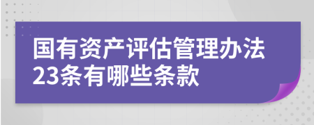 国有资产评估管理办法23条有哪些条款