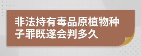 非法持有毒品原植物种子罪既遂会判多久