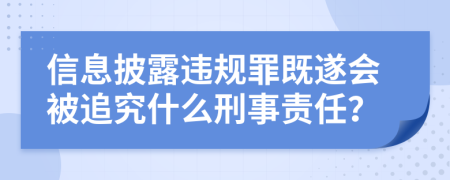 信息披露违规罪既遂会被追究什么刑事责任？