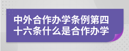 中外合作办学条例第四十六条什么是合作办学