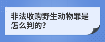 非法收购野生动物罪是怎么判的？