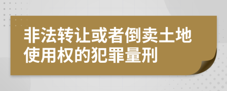 非法转让或者倒卖土地使用权的犯罪量刑