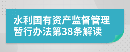 水利国有资产监督管理暂行办法第38条解读