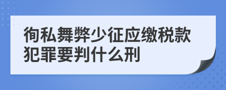 徇私舞弊少征应缴税款犯罪要判什么刑