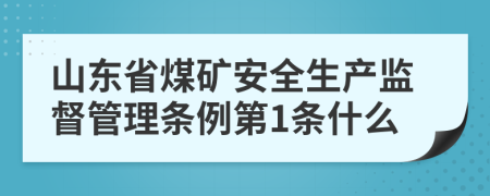 山东省煤矿安全生产监督管理条例第1条什么