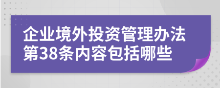 企业境外投资管理办法第38条内容包括哪些