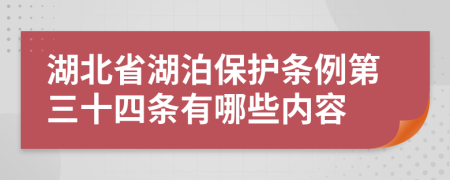 湖北省湖泊保护条例第三十四条有哪些内容