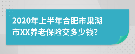 2020年上半年合肥市巢湖市XX养老保险交多少钱？