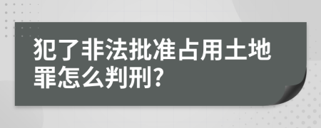 犯了非法批准占用土地罪怎么判刑?