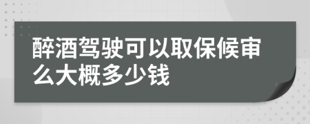 醉酒驾驶可以取保候审么大概多少钱