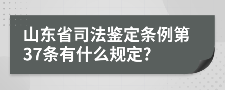 山东省司法鉴定条例第37条有什么规定?