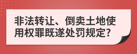 非法转让、倒卖土地使用权罪既遂处罚规定?