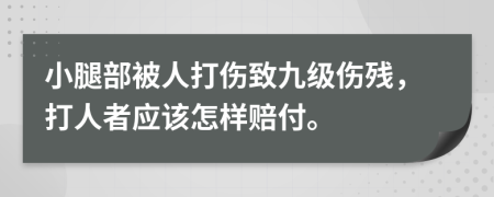 小腿部被人打伤致九级伤残，打人者应该怎样赔付。