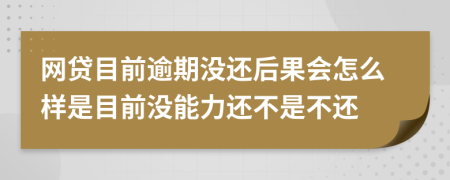 网贷目前逾期没还后果会怎么样是目前没能力还不是不还