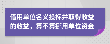 借用单位名义投标并取得收益的收益，算不算挪用单位资金