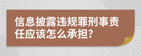 信息披露违规罪刑事责任应该怎么承担?