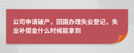 公司申请破产，回国办理失业登记，失业补偿金什么时候能拿到