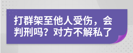 打群架至他人受伤，会判刑吗？对方不解私了