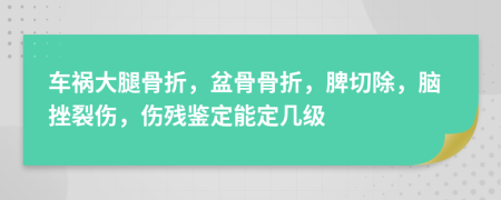 车祸大腿骨折，盆骨骨折，脾切除，脑挫裂伤，伤残鉴定能定几级