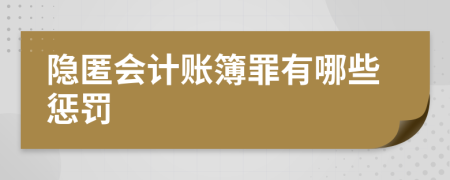隐匿会计账簿罪有哪些惩罚