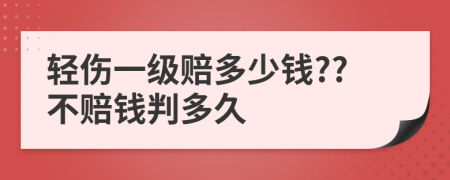 轻伤一级赔多少钱??不赔钱判多久