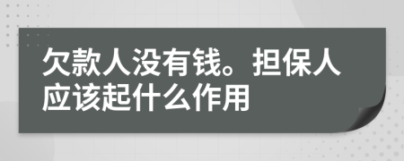 欠款人没有钱。担保人应该起什么作用