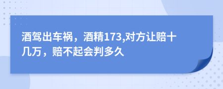 酒驾出车祸，酒精173,对方让赔十几万，赔不起会判多久