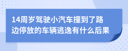 14周岁驾驶小汽车撞到了路边停放的车辆逃逸有什么后果