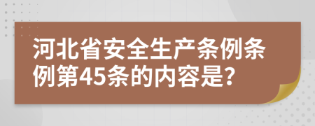河北省安全生产条例条例第45条的内容是？