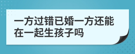 一方过错已婚一方还能在一起生孩子吗