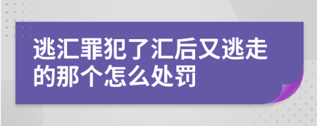 逃汇罪犯了汇后又逃走的那个怎么处罚