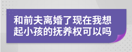 和前夫离婚了现在我想起小孩的抚养权可以吗