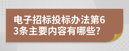 电子招标投标办法第63条主要内容有哪些?