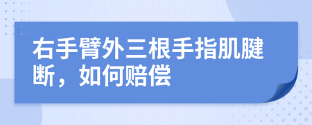 右手臂外三根手指肌腱断，如何赔偿