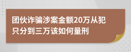 团伙诈骗涉案金额20万从犯只分到三万该如何量刑