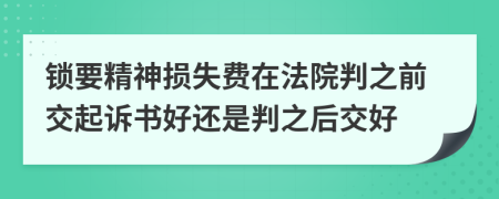 锁要精神损失费在法院判之前交起诉书好还是判之后交好