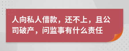 人向私人借款，还不上，且公司破产，问监事有什么责任