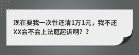 现在要我一次性还清1万1元，我不还XX会不会上法庭起诉啊？？