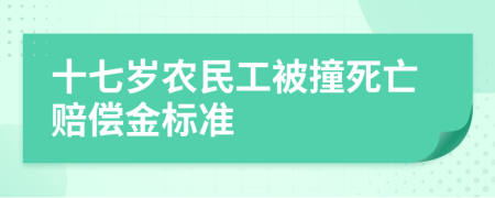 十七岁农民工被撞死亡赔偿金标准