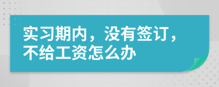 实习期内，没有签订，不给工资怎么办